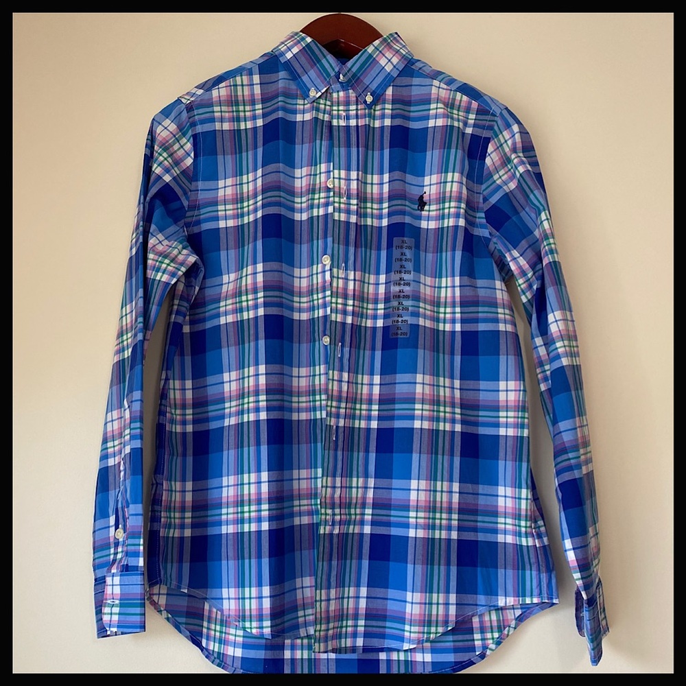 NWT Ralph Lauren Plaid Cotton Dressy Shirt